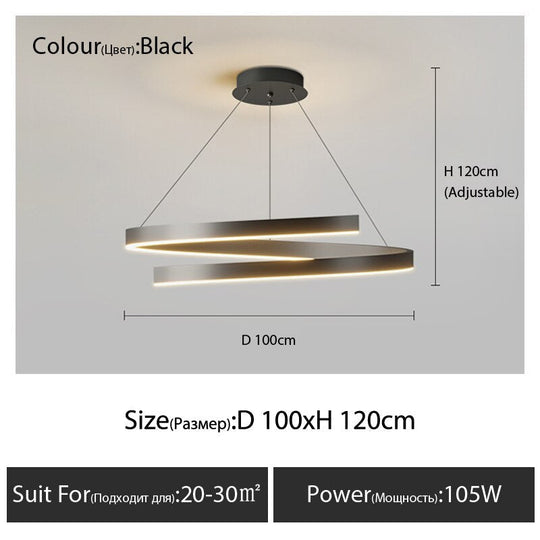 Dining Room Chandelier Master Bedroom Light Modern Minimalist Living Dining Table Round Lamps Black