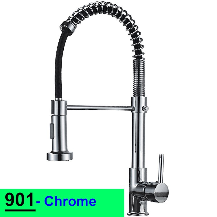 Pull Down Spring Kitchen Faucets Rose Gold Hot Cold Sink Mixer Tap Deck Mounted Brass Black Faucet