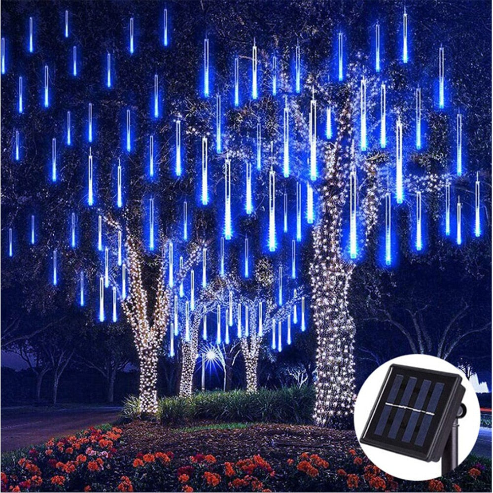30/50Cm 8 Tubes Meteor Shower Rain Led Fairy String Lights Solar Waterproof Lamp Garden Decor