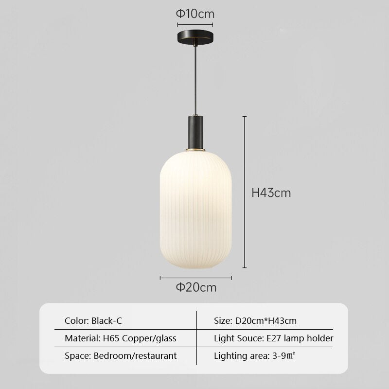 Nordic Glass Pendant Lights Retro Restaurant Creative Living Room Lamp Simple Bedside Lamp Led E27