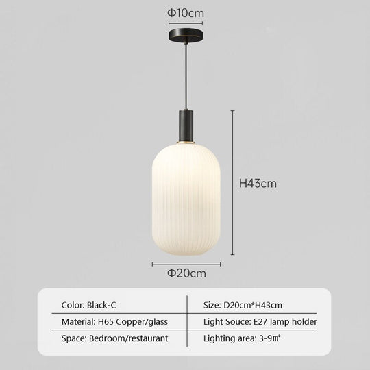 Nordic Glass Pendant Lights Retro Restaurant Creative Living Room Lamp Simple Bedside Lamp Led E27
