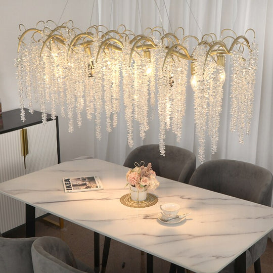 Crystal Wistaria Led Lights Ceiling Chandeliers New Luxury Gold Remote Control Hanging Lamps Home