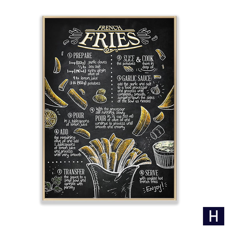 Black White Canvas Painting Nordic Kitchen Quotes Wall Posters Art Prints Pictures For Dining Room