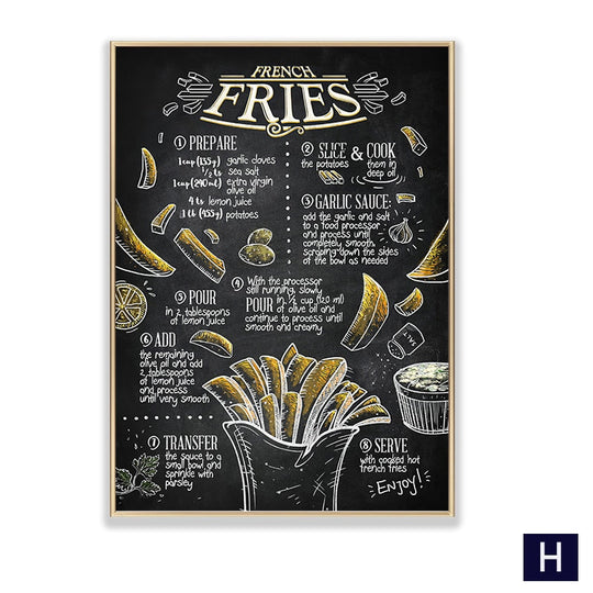 Black White Canvas Painting Nordic Kitchen Quotes Wall Posters Art Prints Pictures For Dining Room