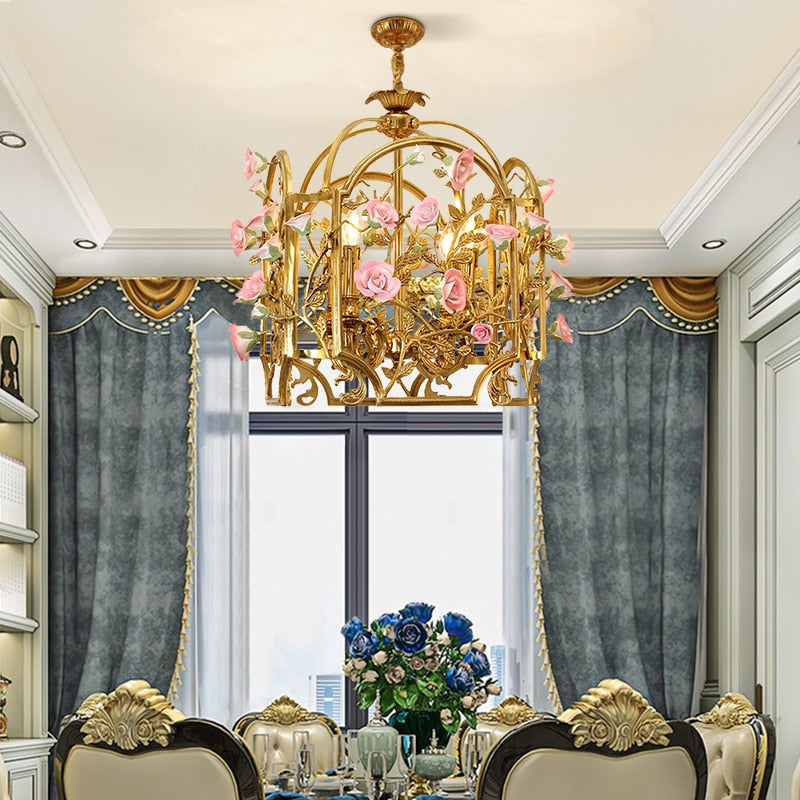 Lily - French Baroque Lamp Home Decorative Luxury Ceramic Flower Pendant Light For Wedding