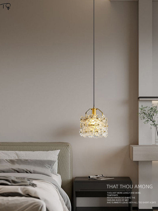 French Luxury Gold Lustre Copper Crystal Flower Pendant Lights Led E14 Designer Modern Light