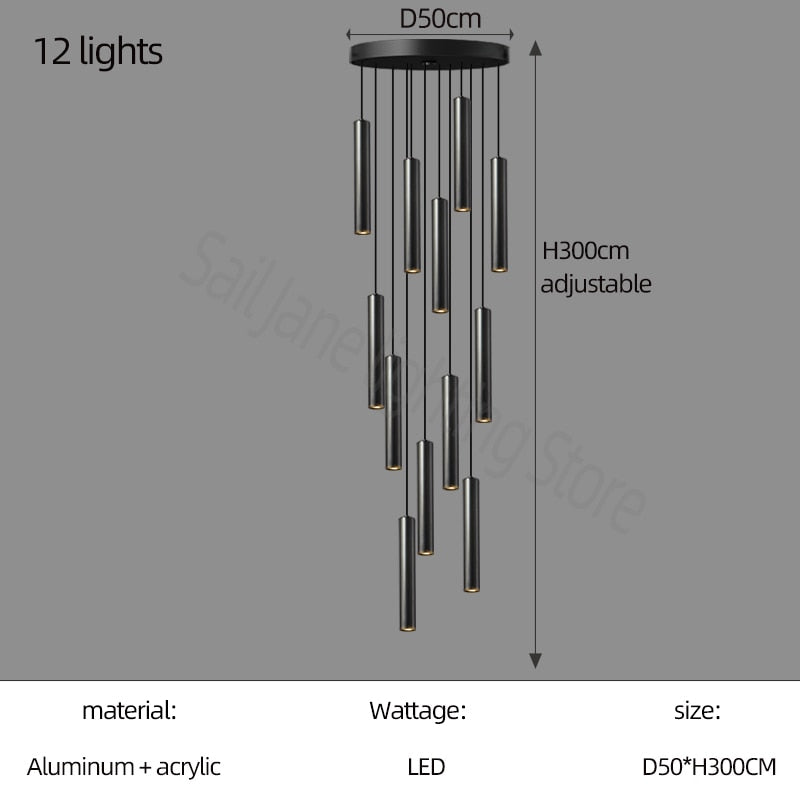Cylindrical Long Pendant Lamp Nordic Modern Living Room Designer Loft Simple Kitchen Bedroom Bar