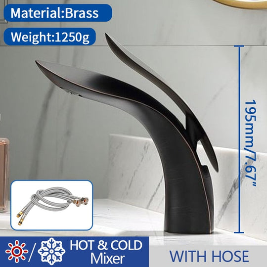 Basin Faucet Modern Bathroom Mixer Tap Black/Chrome Wash Single Handle Hot And Cold Waterfall Add