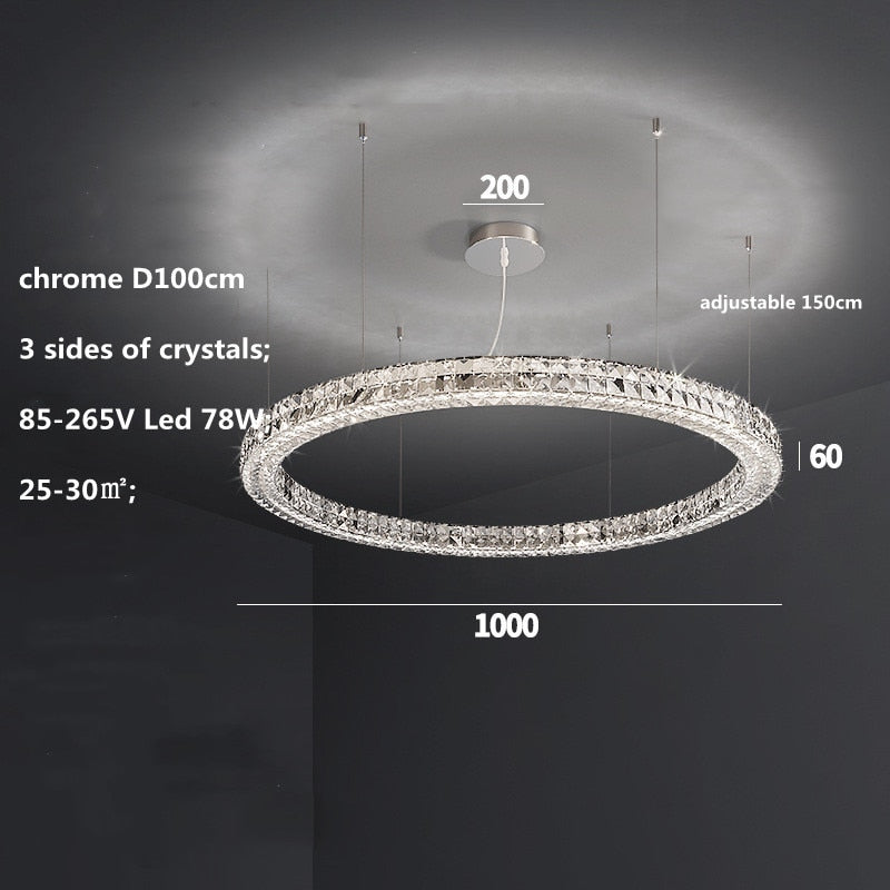 Modern Luxury 3 - Sides Design Crystal Led Chandelier Lighting Living Dining Room Lustre Chrome