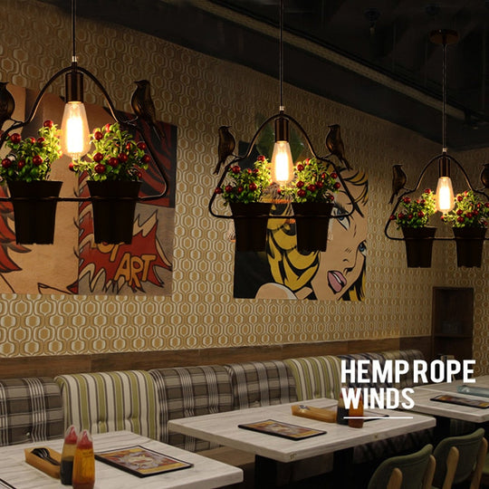 Retro Plant Industrial Style Creative Personality Clothing Store Milk Tea Shop Restaurant Clear Bar