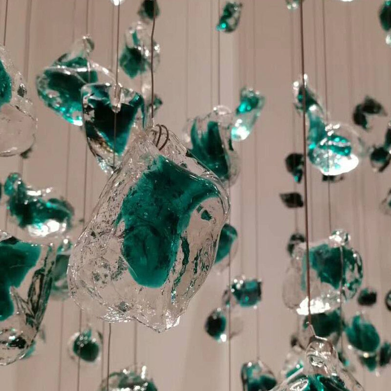 Custom Crystal Stone Chandelier Hotel Lobby Glass Art Lamps Led Engineering Decorative Lighting