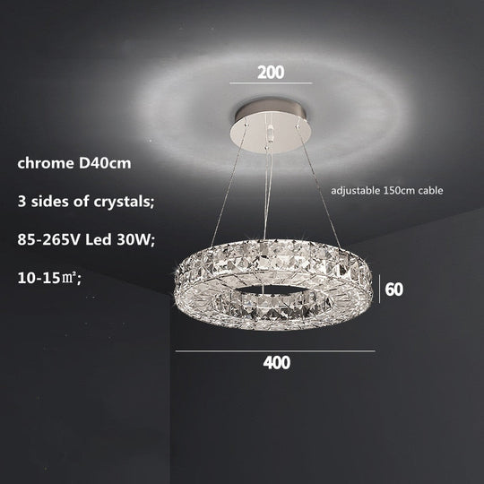 Modern Luxury 3 - Sides Design Crystal Led Chandelier Lighting Living Dining Room Lustre Chrome