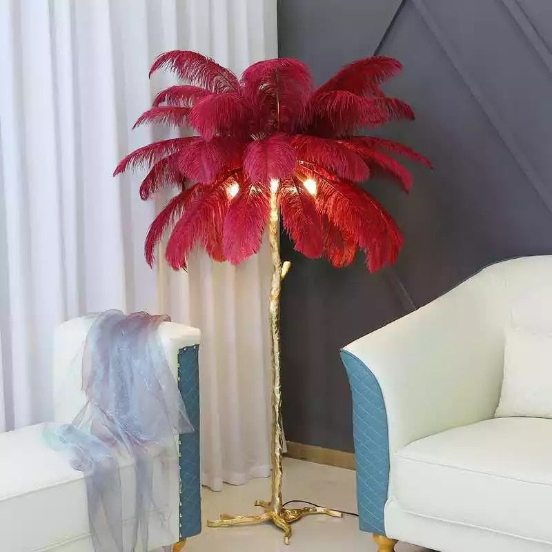 Nordic Home Decor Floor Lamps For Living Room Standing Modern Luxury Ostrich Feather Led Lamp Gold