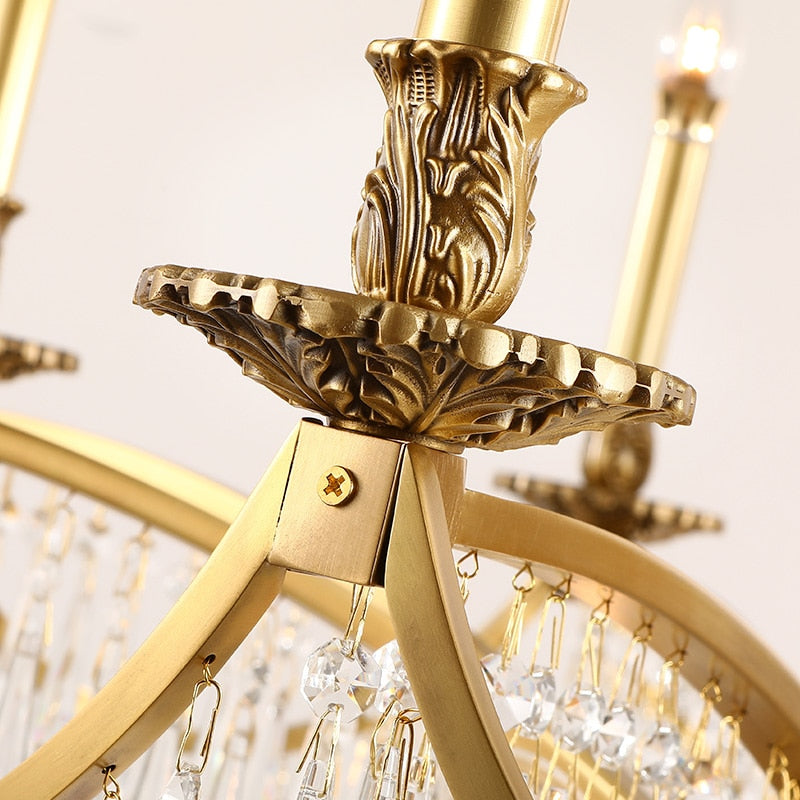 Rococo Pendant Light Brass Dining Hanging Lamp European Style Flushed Ceiling Copper Lamparas