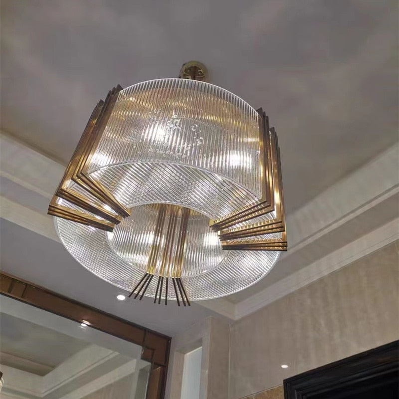 American Luxury Steel Led E14 Pendant Lights Dining Room Gold Lustre Straight Hanging Lamp Deco