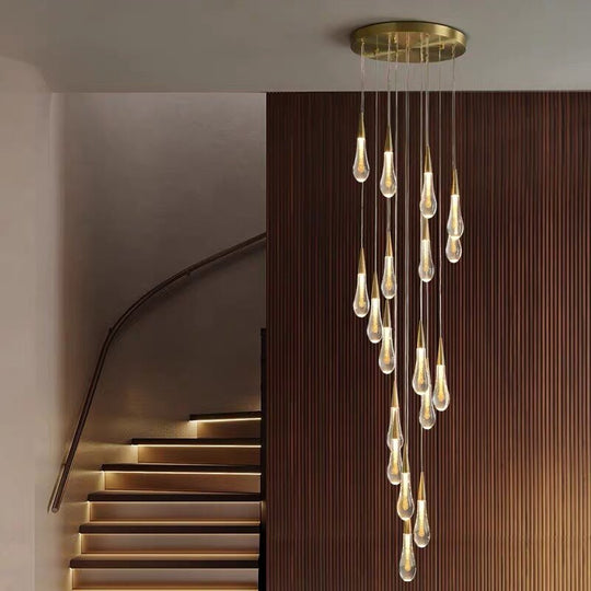 Modern Crystal Led Chandelier Lighting Hanglamp Drop Light Restaurant Bar Staircase Lamp Loft Art