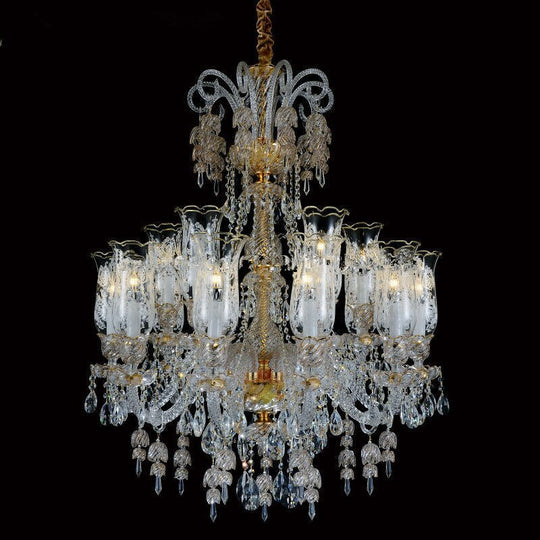 Led Chandeliers Living Room Crystal Lamp Modern Restaurant Bedroom Study Candle Light Glass Fixture