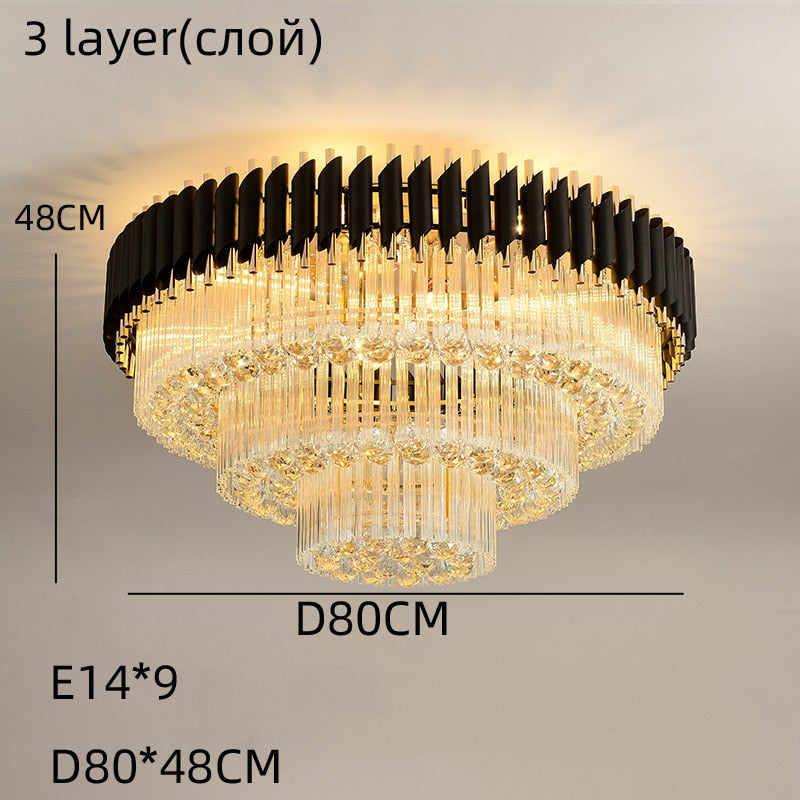 Luxury Rectangular Crystal Ceiling Lamp - Dazzling Large - Scale Lighting For Elite Living Rooms &amp;