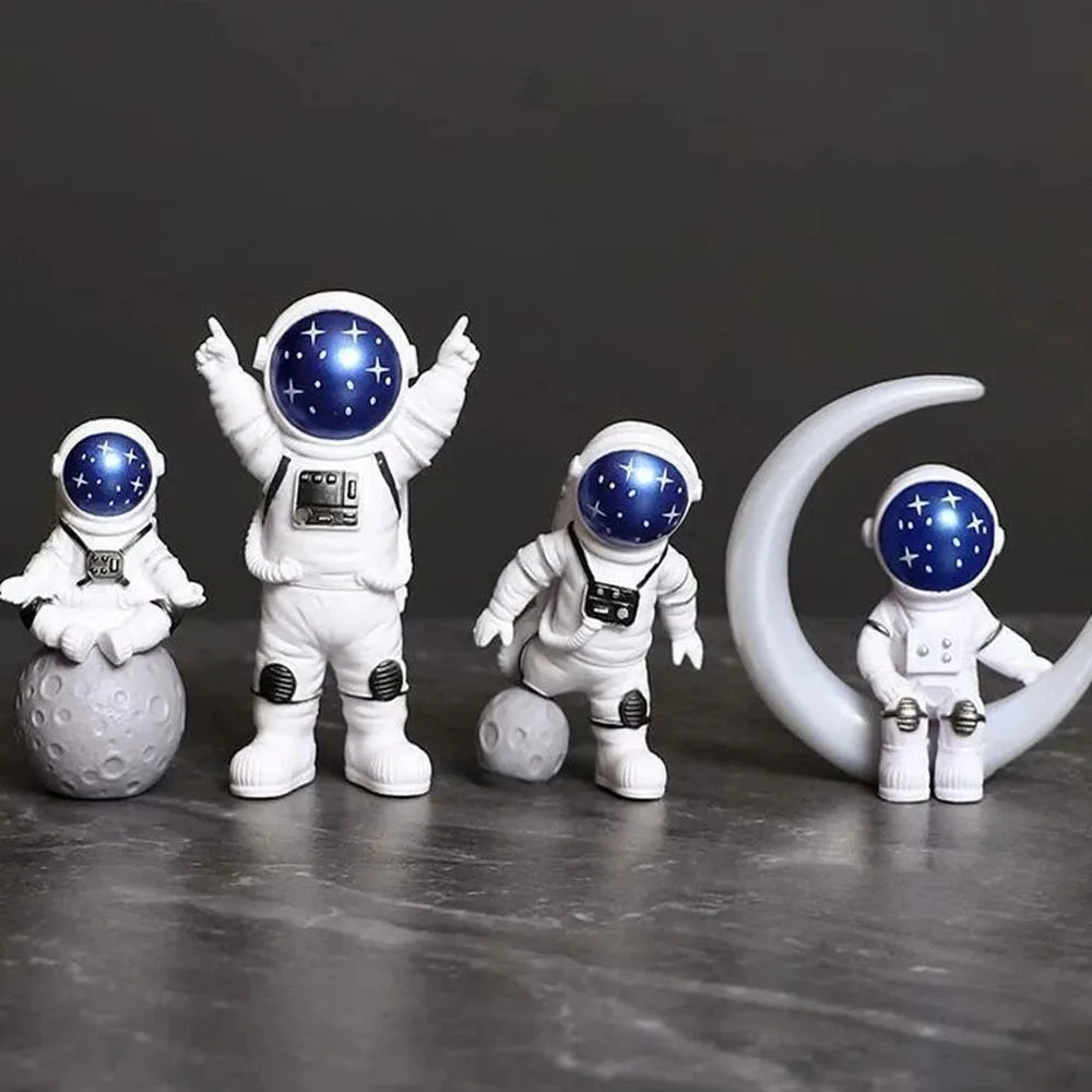 4 Pcs Astronaut Figure Statue Figurine Spaceman Sculpture Educational Toy Desktop Home Decoration