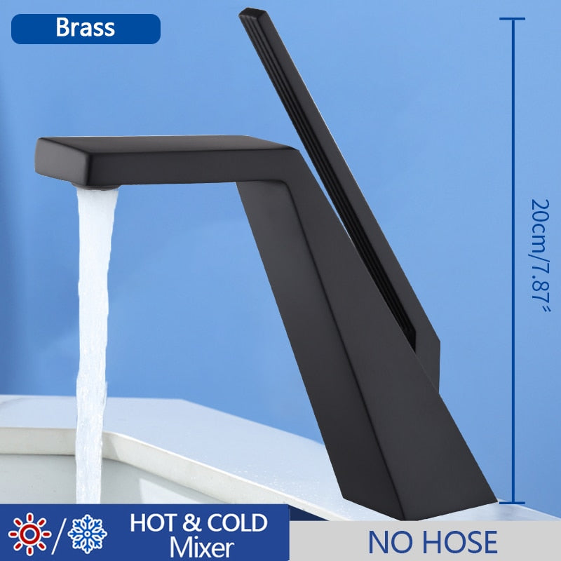 Basin Faucet Modern Bathroom Mixer Tap Black/Chrome Wash Single Handle Hot And Cold Waterfall Mp35