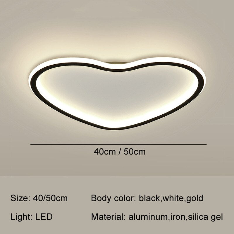 Princess Heart Led Modern Ceiling Lamps Dimmable Children Room Living Bedroom Lighting Wedding