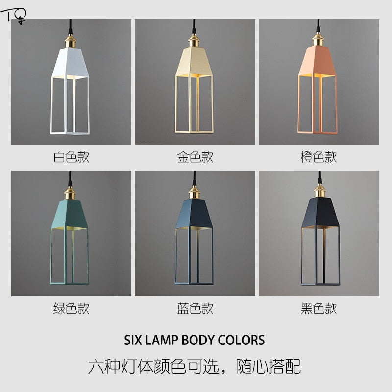 Nordic Modern Macaroon Colorful Led Pendant Light Individual Creative Hanging Lamp Restaurant