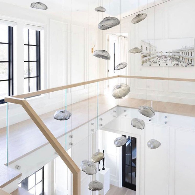 Cloud Glass Dimmable Led Lights Modern Ceiling Chandeliers New Lustres Stair Pendant Lamps Home