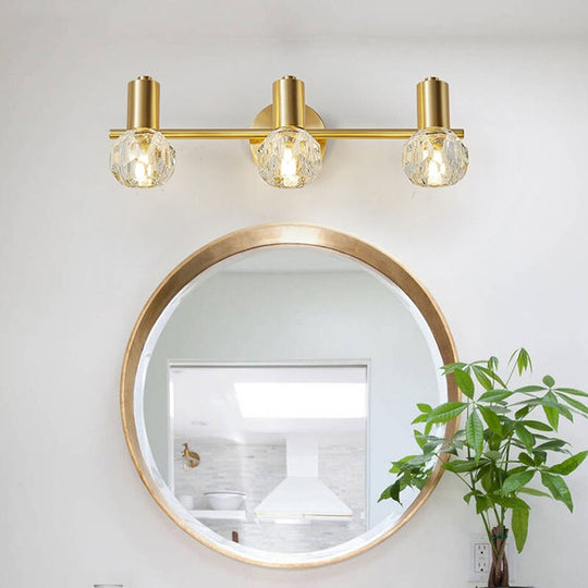 Modern Copper Crystal Mirror Light Luxury Gold Simple Bathroom Toilet Washstand Vanity Lamp Bedroom