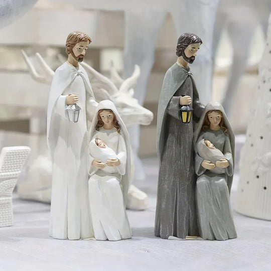 Christmas Holy Family Figurines Piece Nativity Scene Figurine Resin Religious Art Decor Statue