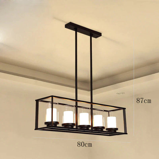 Rectangular Chandelier Dining Table Lamp Creative Simplicity Bar Living Room Marble Glass Milky