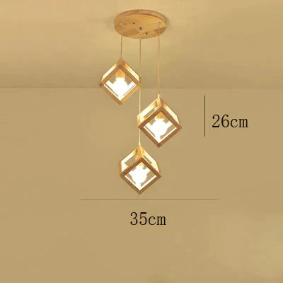 Creative Three - Head Dining Room Chandelier Home Bar Original Wooden Solid Wood C / 3 Head Disc