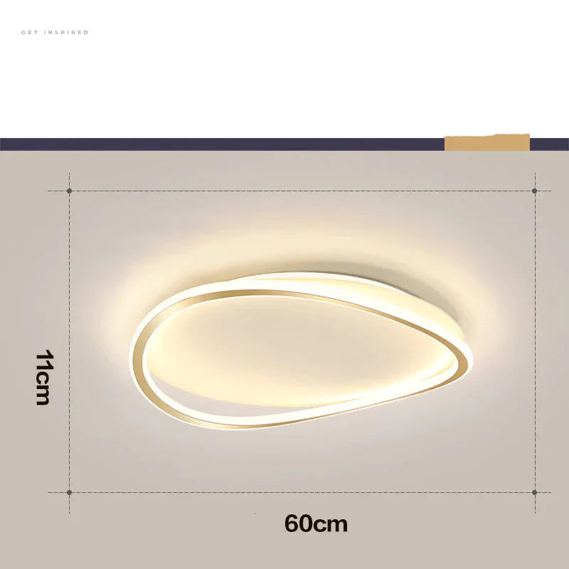 Bedroom Ceiling Lamp Minimalist Art Geometric Circular Master Led Creative Modern Room Lamps Golden