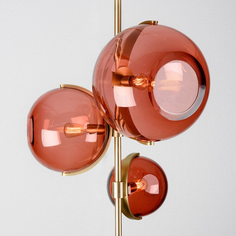 Simple Art Decor Red Glass Led Hanging Lamp Designer Creative Bedroom Living Room Dining Bar Study