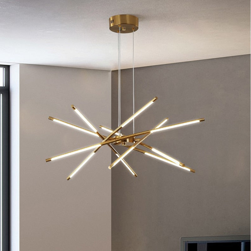 Nordic Screw Propeller Led Chandeliers For Living Dining Room Pendant Lights Iron Art Light Stick