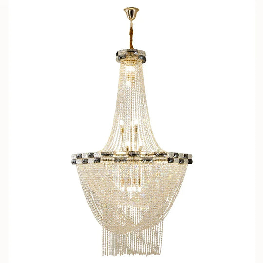 European Style Led Pendant Light - A Luxurious Crystal Chandelier For Living Room Hotel Lobby And