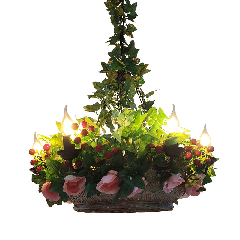 Small Fresh Simulation Flower Potted Plant Pendant Light Music Restaurant Bar Front Desk Shop