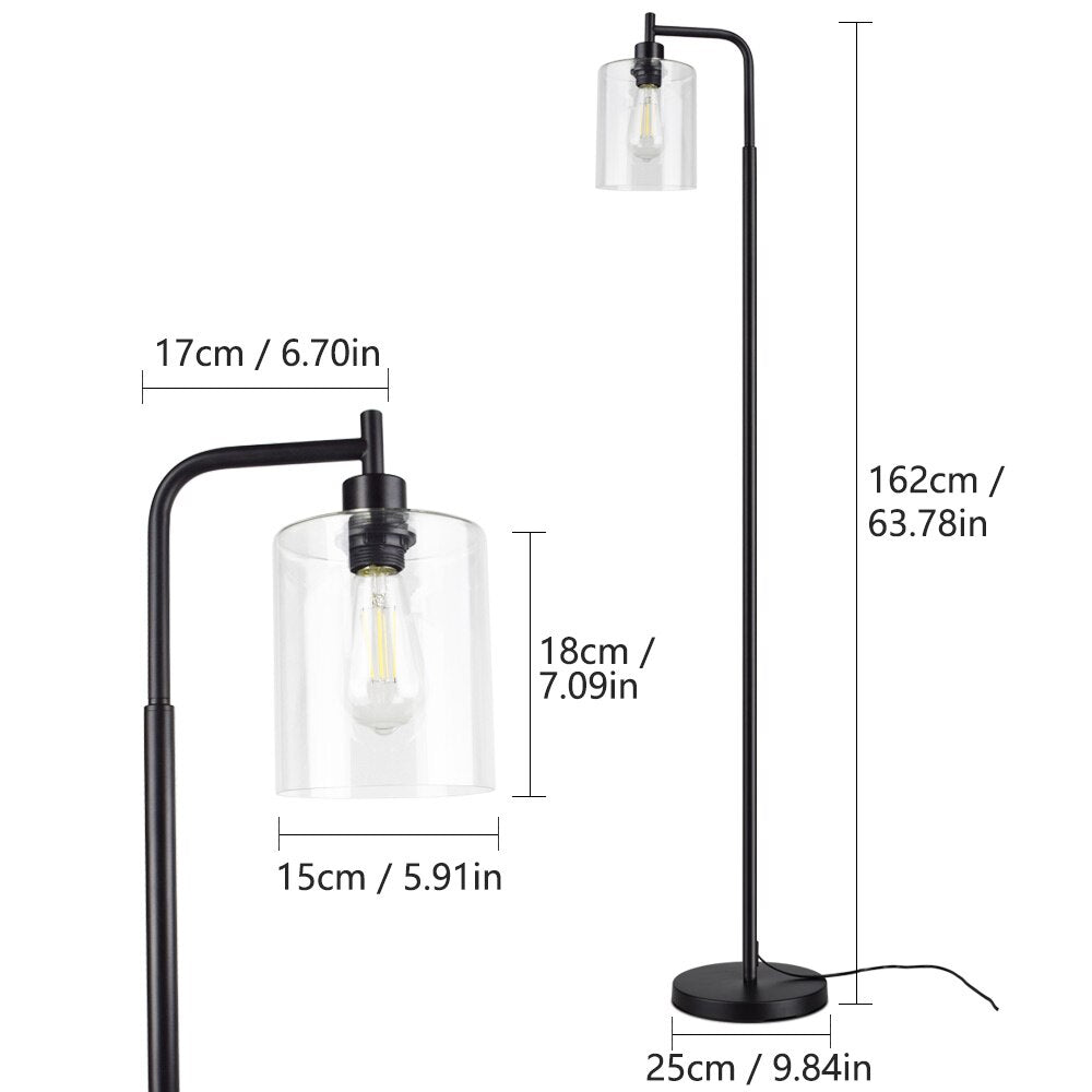 Nordic Vertical Metal Led Floor Lamp Glass Shade Brass Pole Arc Tall Lighting For Living Room
