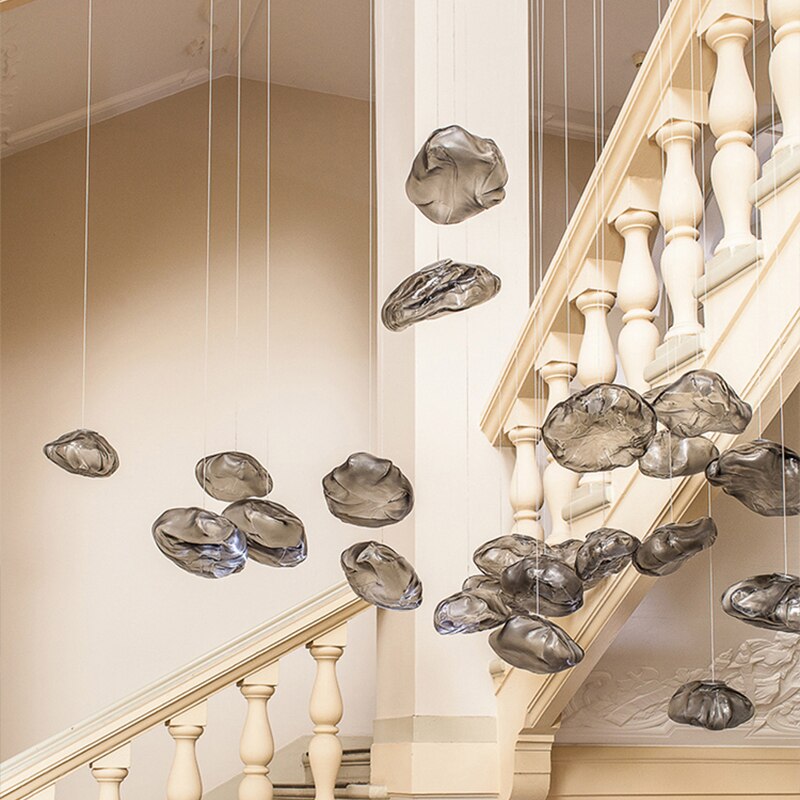 Cloud Glass Dimmable Led Lights Modern Ceiling Chandeliers New Lustres Stair Pendant Lamps Home