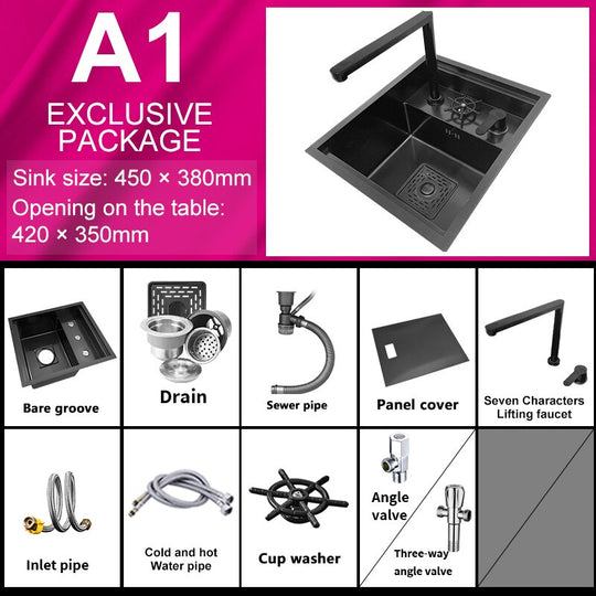 Hidden Cup Washer Sink Nano Stainless Steel Kitchen Bar Invisible To Make A Camper Van With Cover