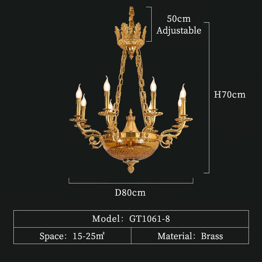 European Antique Brass Pendant Light Decor Chandelier Exquisite Lost Wax Casting Bronze Hanging