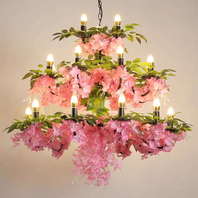 Romantic Warm Flower Restaurant Chandelier Net Red Music Dining Bar Retro Industrial Style Front