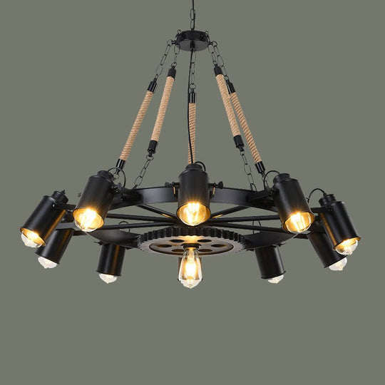 American Rural Pendant Lamp Industrial Hemp Rope Chandelier Hotpot Restaurant Lighting Bar Clothing