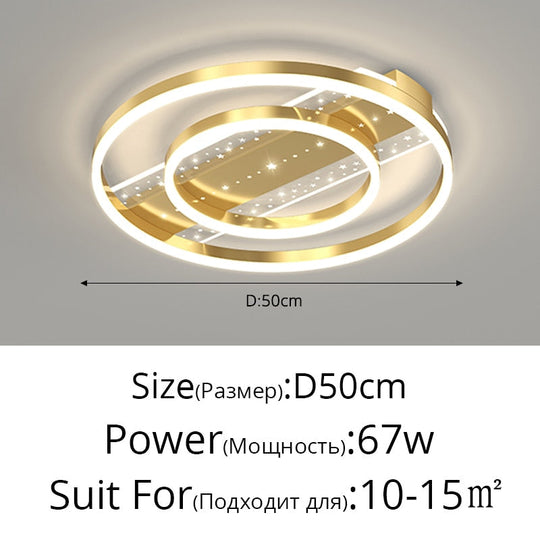 Master Bedroom Chandelier Gold/Black Creative Personality Romantic Led Ceiling Lights Round Simple