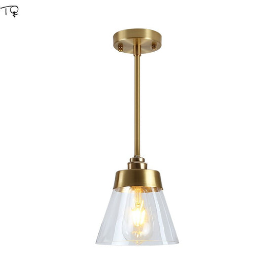 Nordic Individual Retro Vintage Copper Glass Pendant Lights Post - Modern Simple Kitchen Fixtures