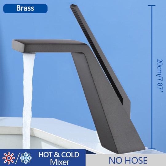 Basin Faucet Modern Bathroom Mixer Tap Black/Chrome Wash Single Handle Hot And Cold Waterfall Mp35