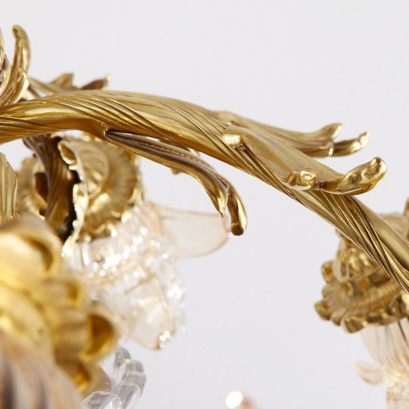 European New Design Led Glass Lampshade Light Brass Pendant Home Living Dining Room Chandelier