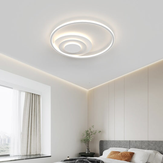 Nordic Modern Minimalist Bedroom Chandeliers White Black Led Ring Lamp Style Living Room Lights