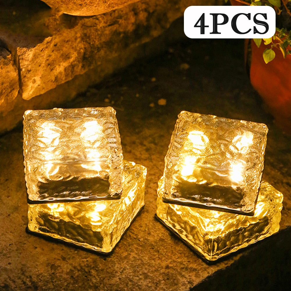 4Pcs Solar Led Lights Outdoor Decor Lawn Lamp Brick Light Sunlight For Landscape Pathway Garden