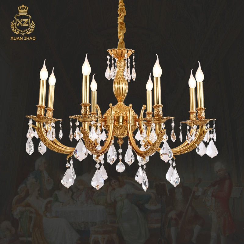 European Style Brass Chandelier High Standard In Quality Lamps With Crystals Hanging Pendant Light