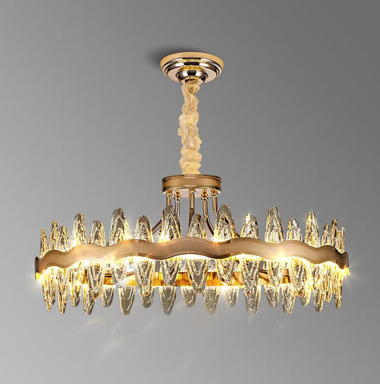 Living Room Luxury Crystal Chandeliers Modern Island Lighting Golden Lobby Decorative Lights